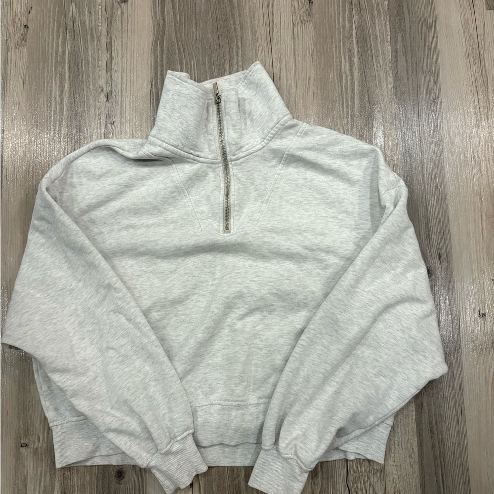 H&M Heather Gray Zip-Up Turtleneck Sweater